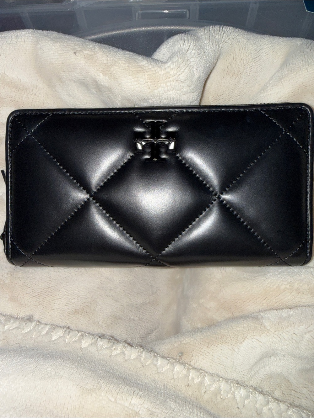 Tory Burch-Quilted Black Leather Zip Wallet